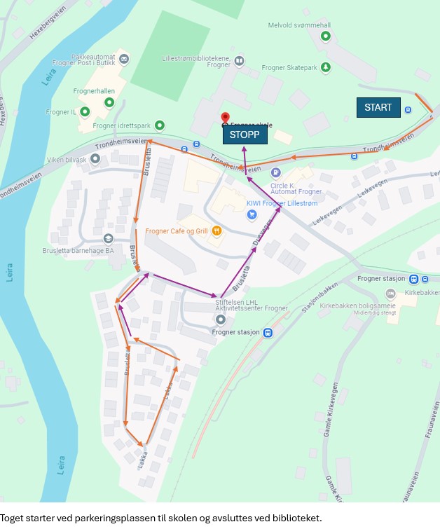Bildet viser kartet og ruta som er beskrevet i teksten