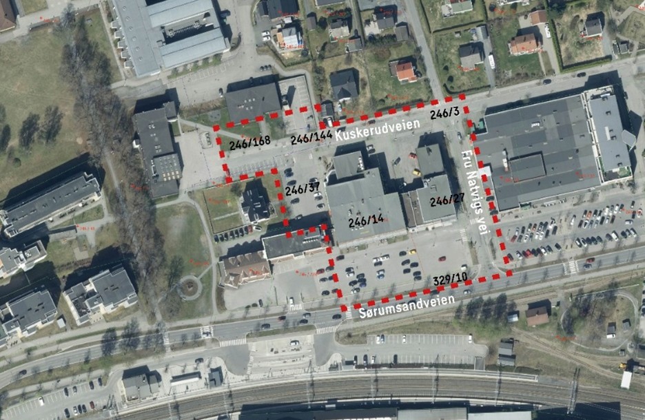 Kartskisse Bankgården og området rundt