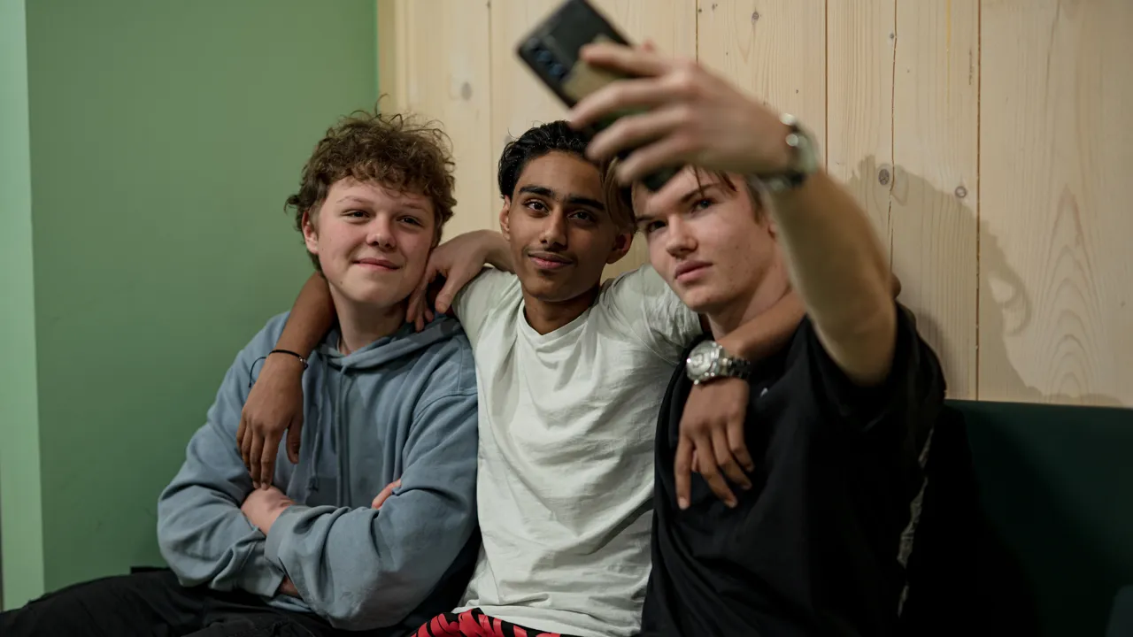 Ungdomsskoleelever på skolen