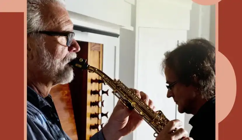 Bilde: to menn som spiller på instrumenter