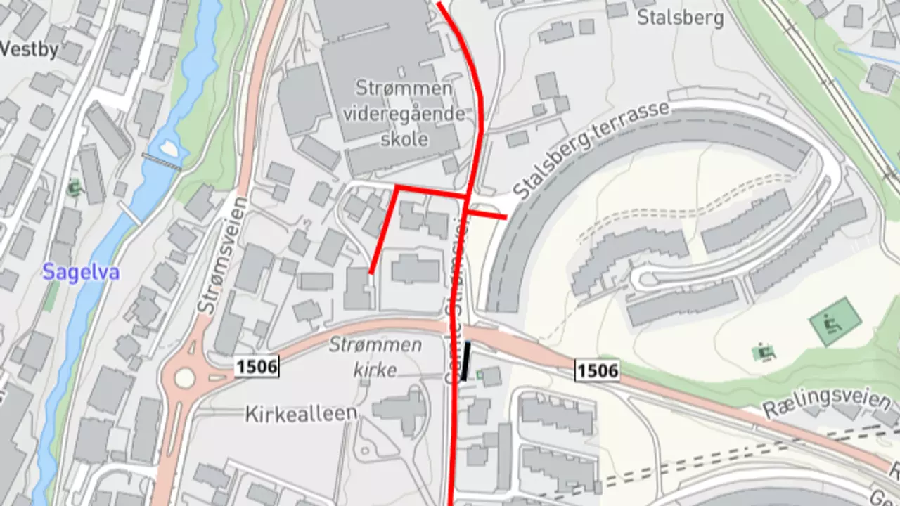 Kart over Gamle Strømsvei