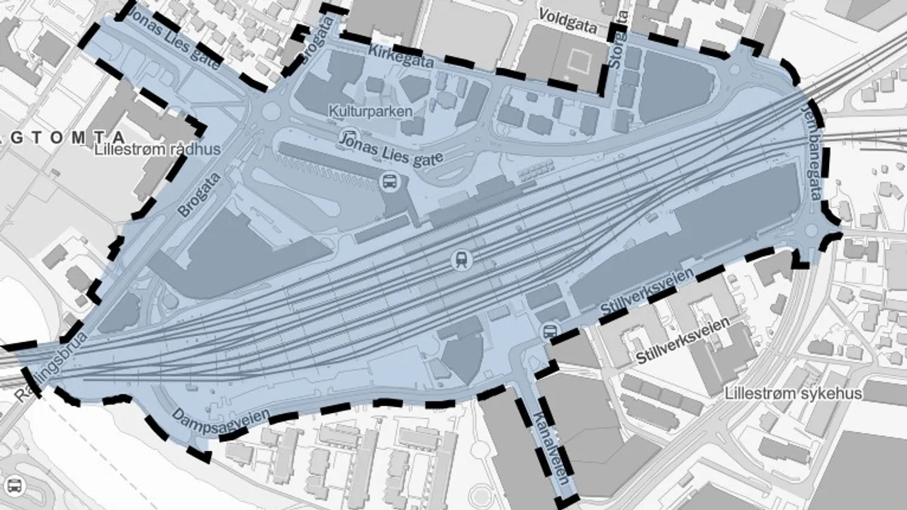 Kartutsnitt knutepunkt Lillestrom
