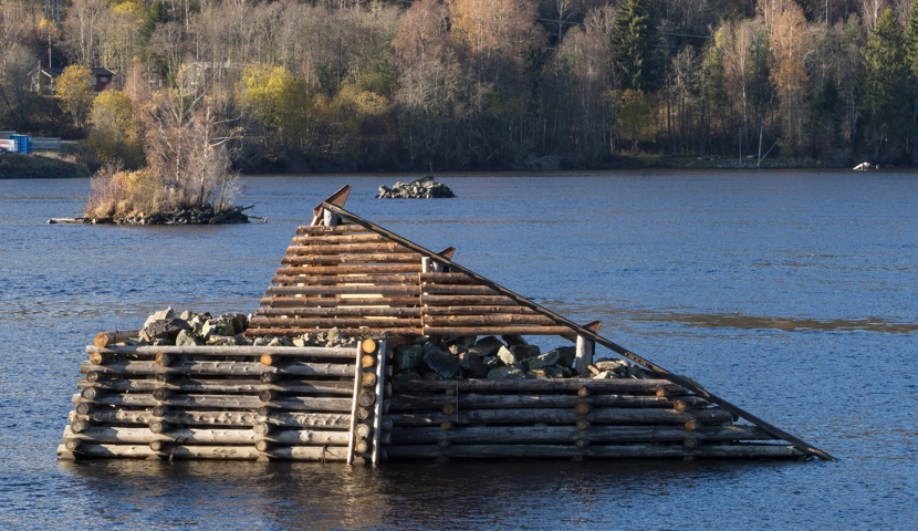 En trekonstruksjon midt i et vannområde.