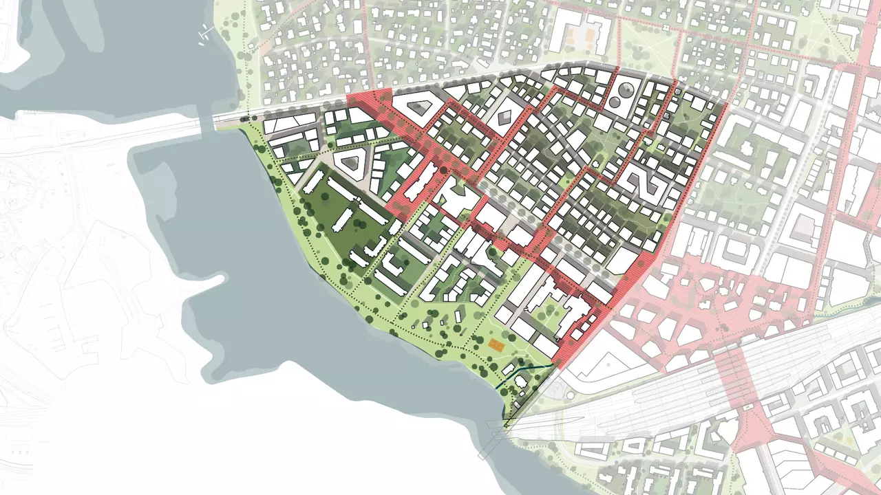Kart over Lillestrøm sentrum vest bydel