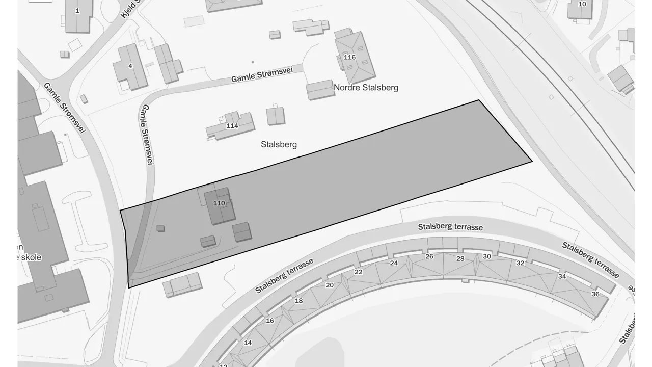 Et markert område i et plankart over Stalsberg.