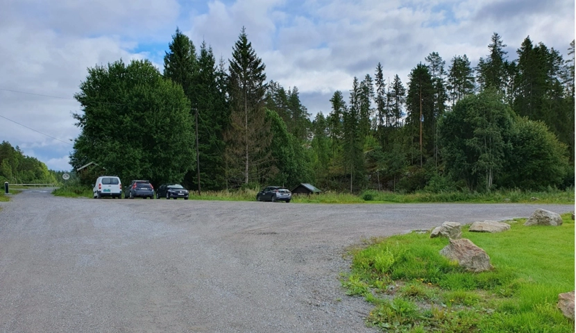 En gruppe biler parkert på en parkeringsplass.